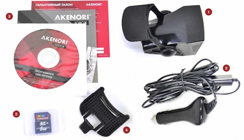 Комплектация автомобильного регистратора Akenori 1080 X
